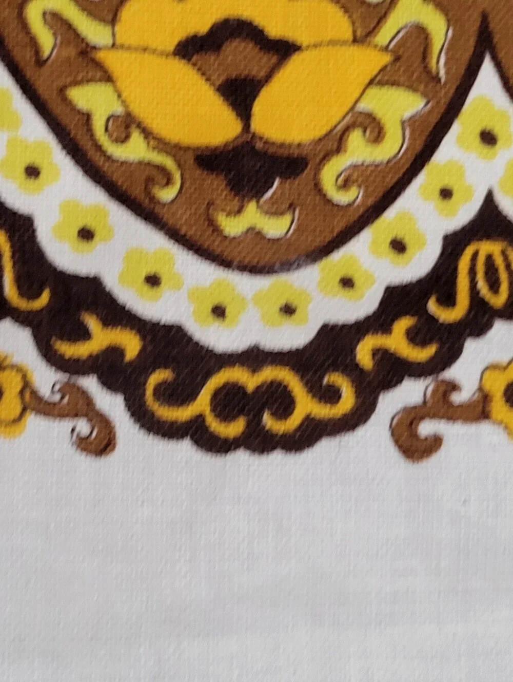 Vtg 1970s Cotton Linen Tablecloth Retro Geometric MCM 58 X 74 Square